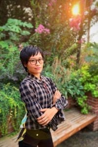 woman wearing glasses